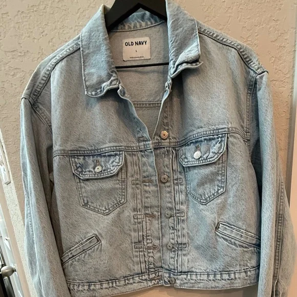 Blue Jean Demin Jacket with Colorful Boot Print Size Large - Picture 2 of 8